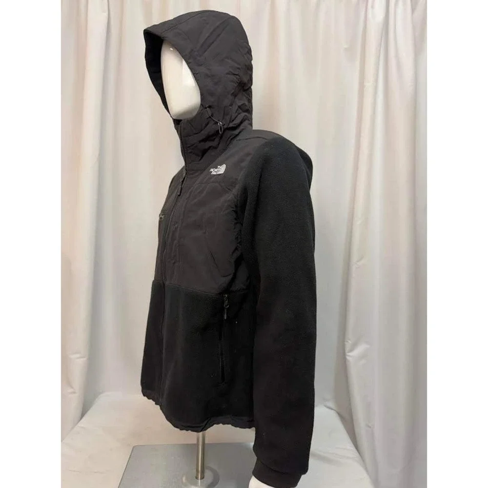 The North Face Denali 2 Hoodie Mens Medium TNF Black Fleece Full Zip Jacket NEW